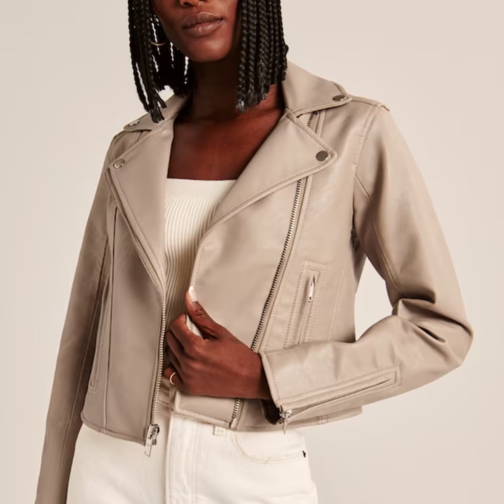Abercrombie Vegan Leather Moto Jacket (M)